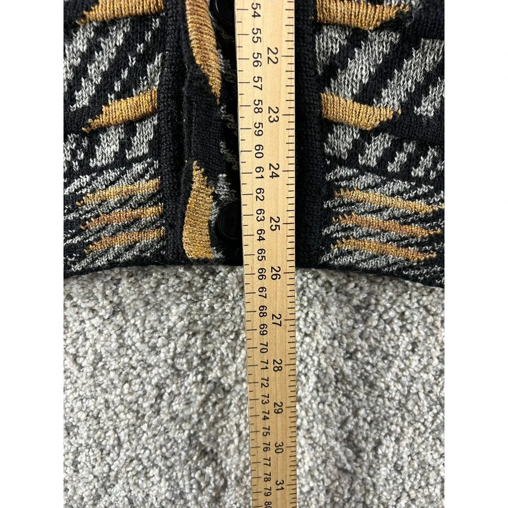 Vintage Jhane Barnes Mens Geometric Pattern Wool Blend Cardigan Sweater Medium